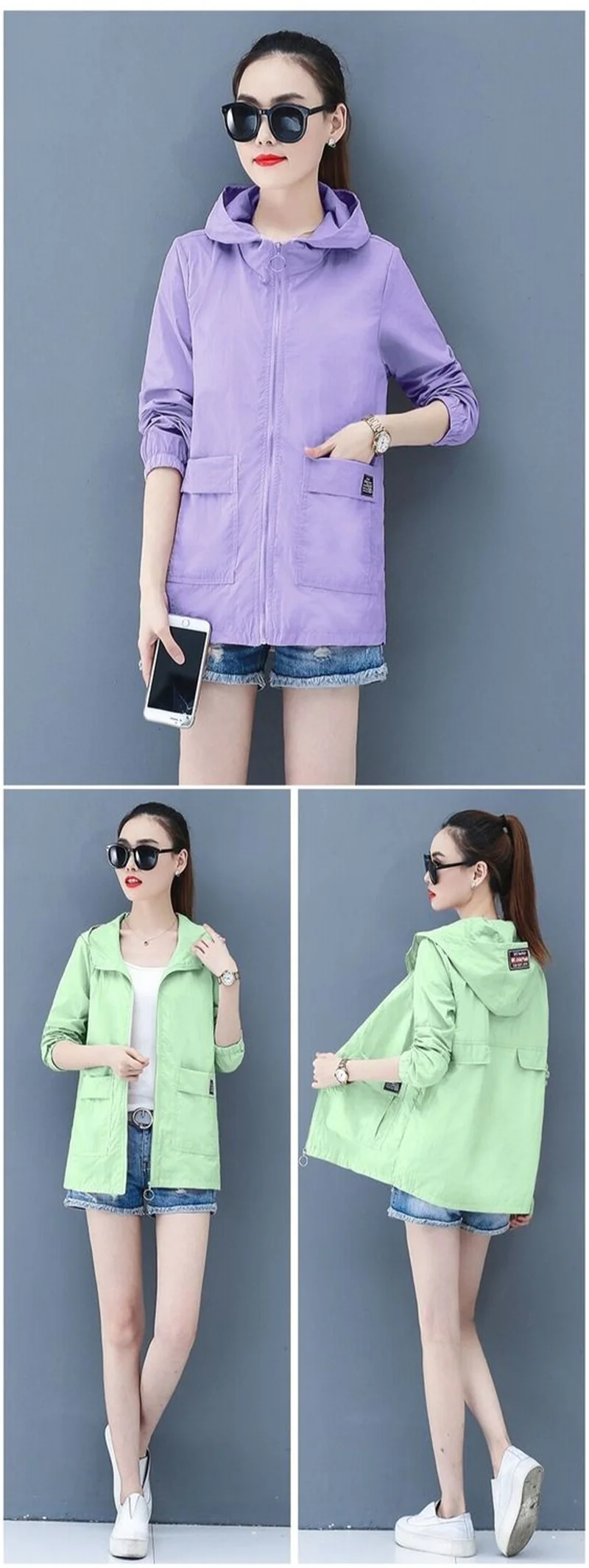 Loose Summer Sun Protection Clothing Women Thin Coat Anti-UV Breathable Outdoor Summer Jacket Female Tops Hooded 320