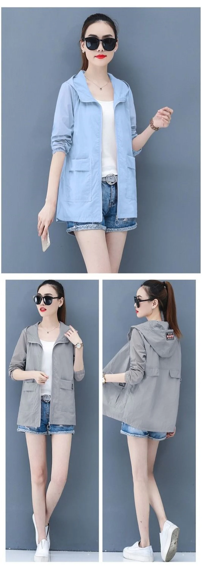 Loose Summer Sun Protection Clothing Women Thin Coat Anti-UV Breathable Outdoor Summer Jacket Female Tops Hooded 320