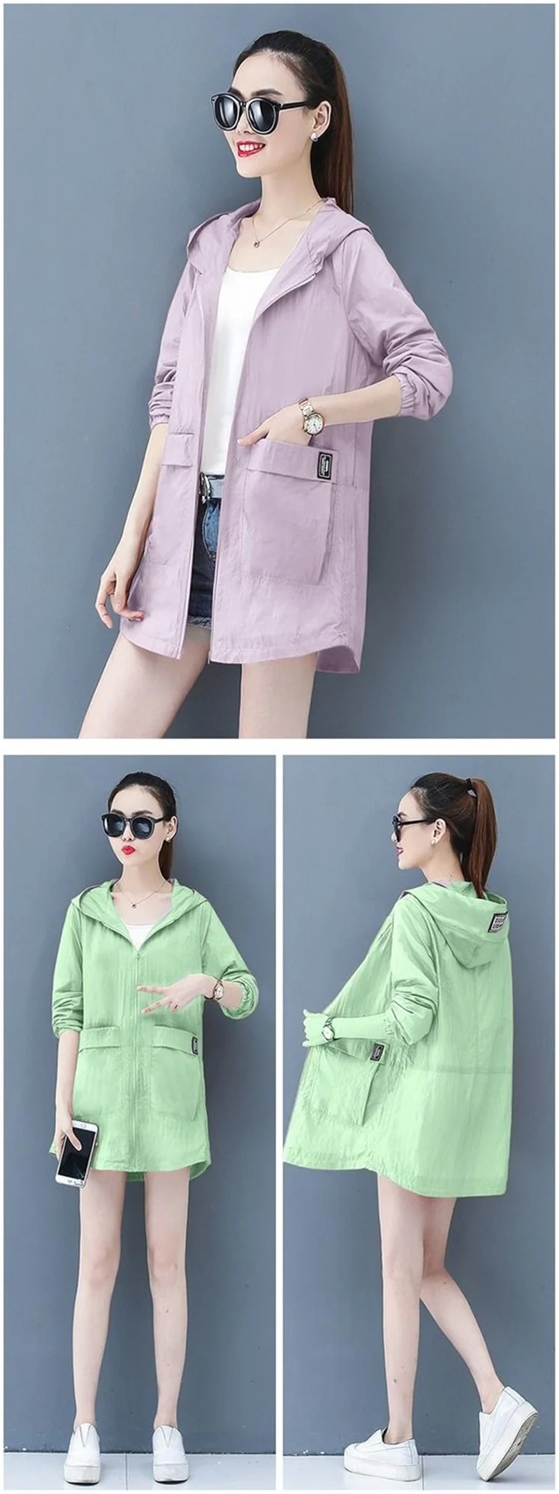 Loose Summer Sun Protection Clothing Women Thin Coat Anti-UV Breathable Outdoor Summer Jacket Female Tops Hooded 320