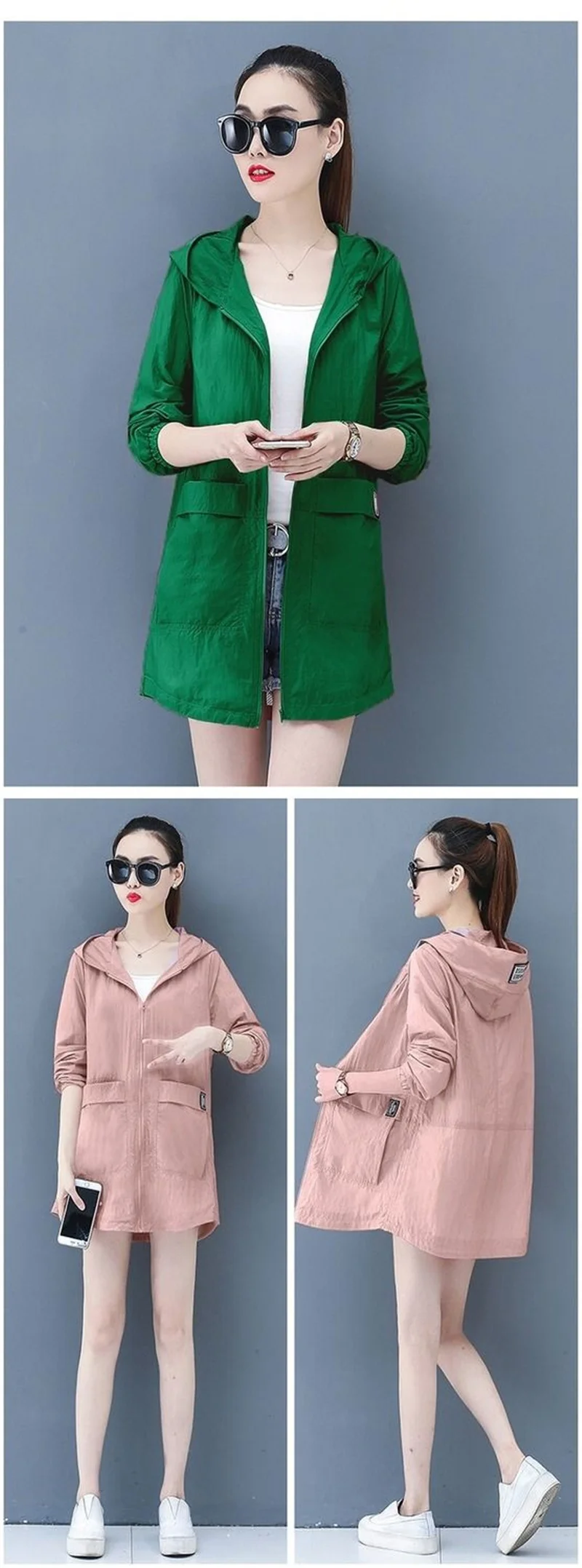 Loose Summer Sun Protection Clothing Women Thin Coat Anti-UV Breathable Outdoor Summer Jacket Female Tops Hooded 320