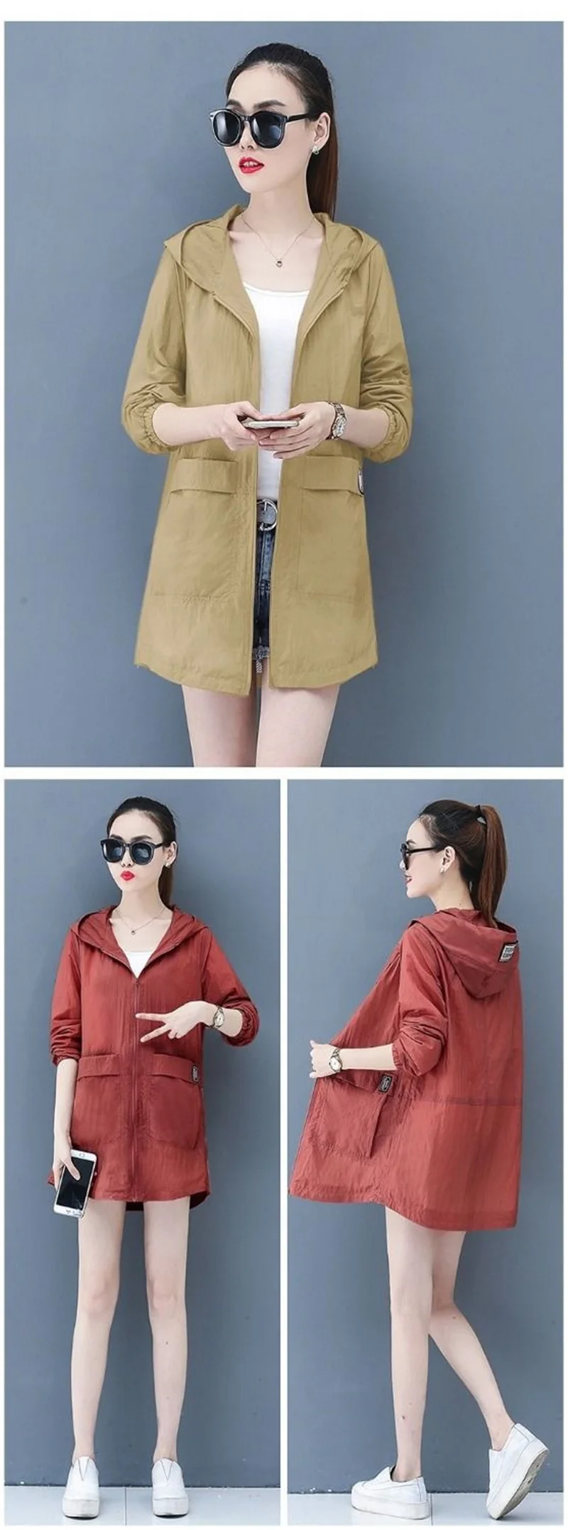 Loose Summer Sun Protection Clothing Women Thin Coat Anti-UV Breathable Outdoor Summer Jacket Female Tops Hooded 320