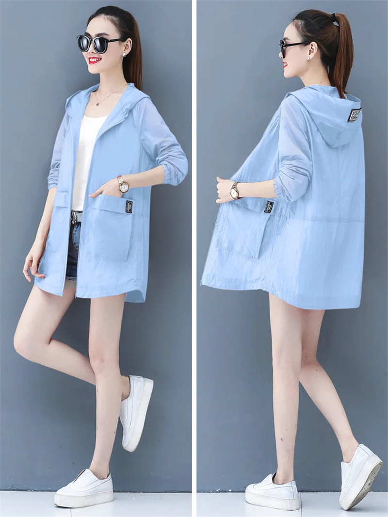 Loose Summer Sun Protection Clothing Women Thin Coat Anti-UV Breathable Outdoor Summer Jacket Female Tops Hooded 320