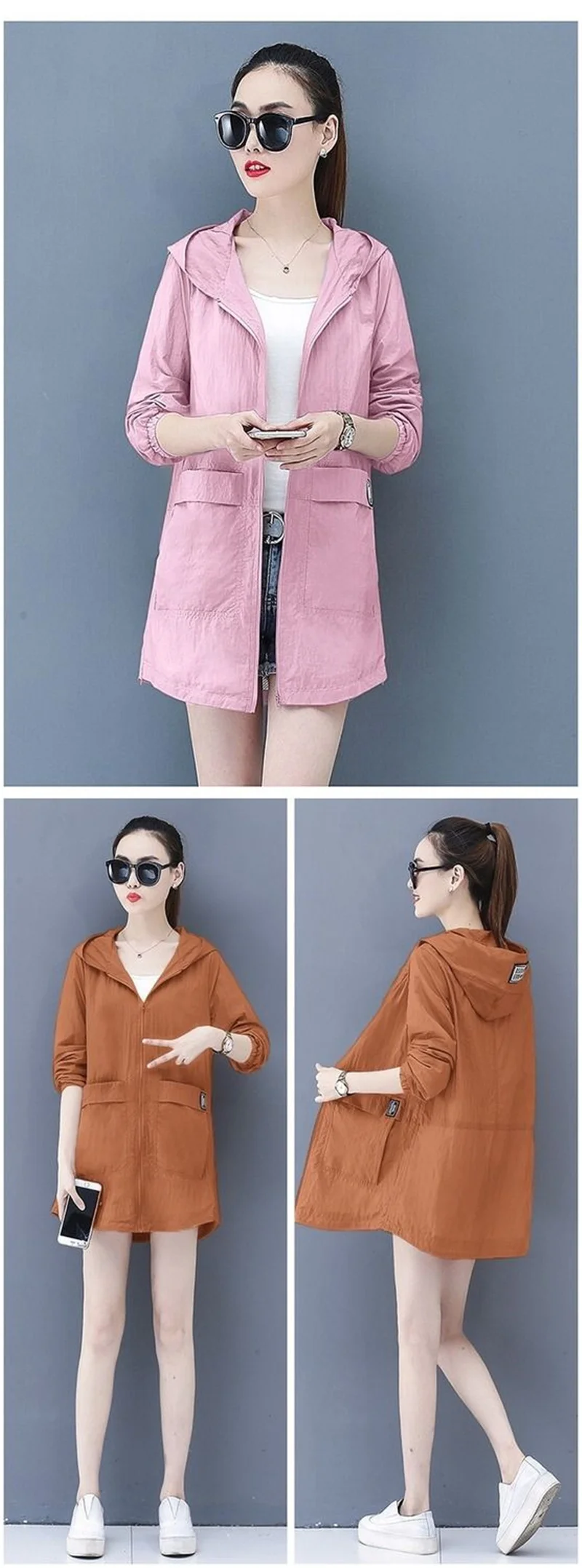 Loose Summer Sun Protection Clothing Women Thin Coat Anti-UV Breathable Outdoor Summer Jacket Female Tops Hooded 320