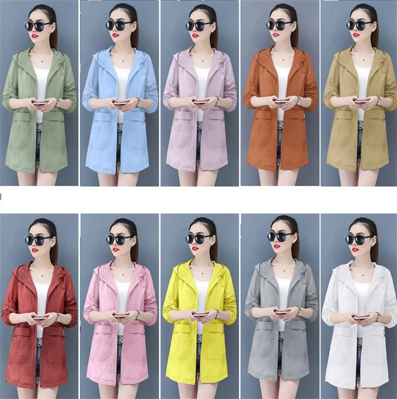 Loose Summer Sun Protection Clothing Women Thin Coat Anti-UV Breathable Outdoor Summer Jacket Female Tops Hooded 320