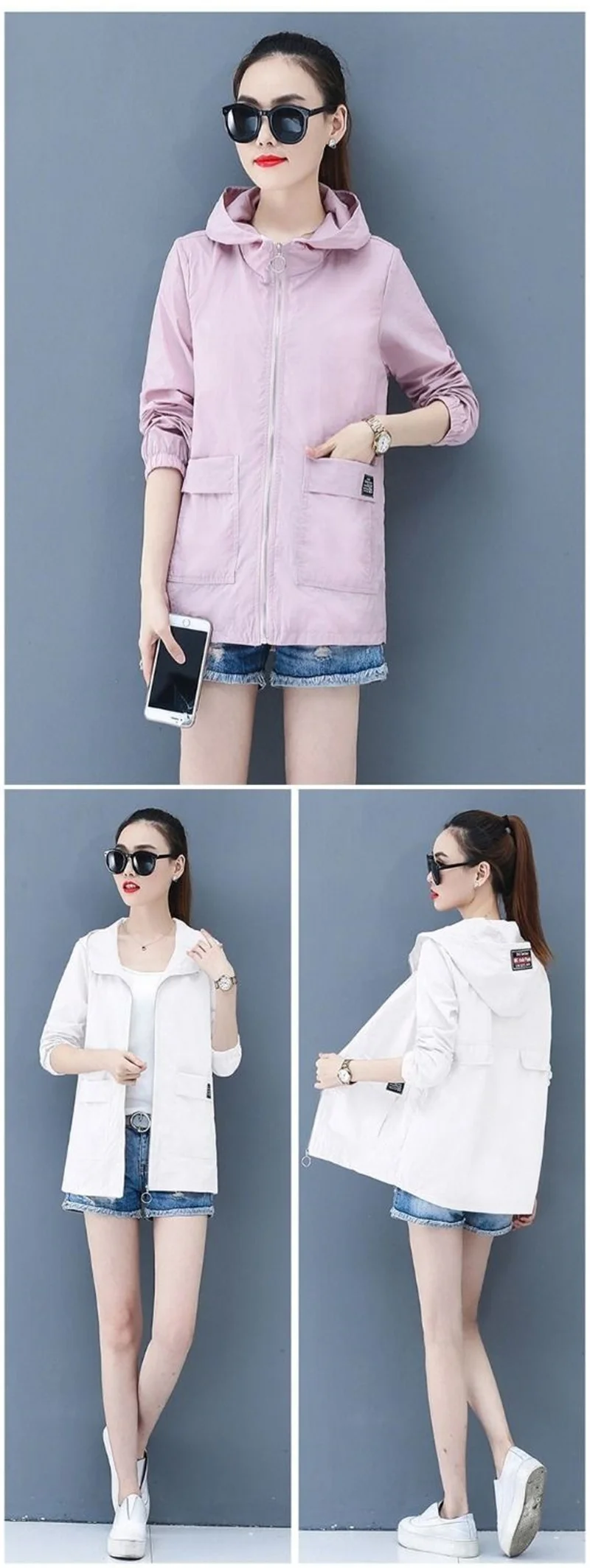 Loose Summer Sun Protection Clothing Women Thin Coat Anti-UV Breathable Outdoor Summer Jacket Female Tops Hooded 320