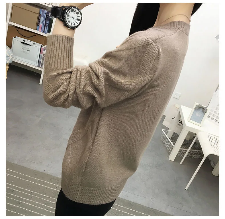 Fdfklak 2026 New Spring Autumn Sweater Women's Winter Pullover Loose Wool Bottoming Thick Sweaters Outer Wear Pull Femme S-3XL