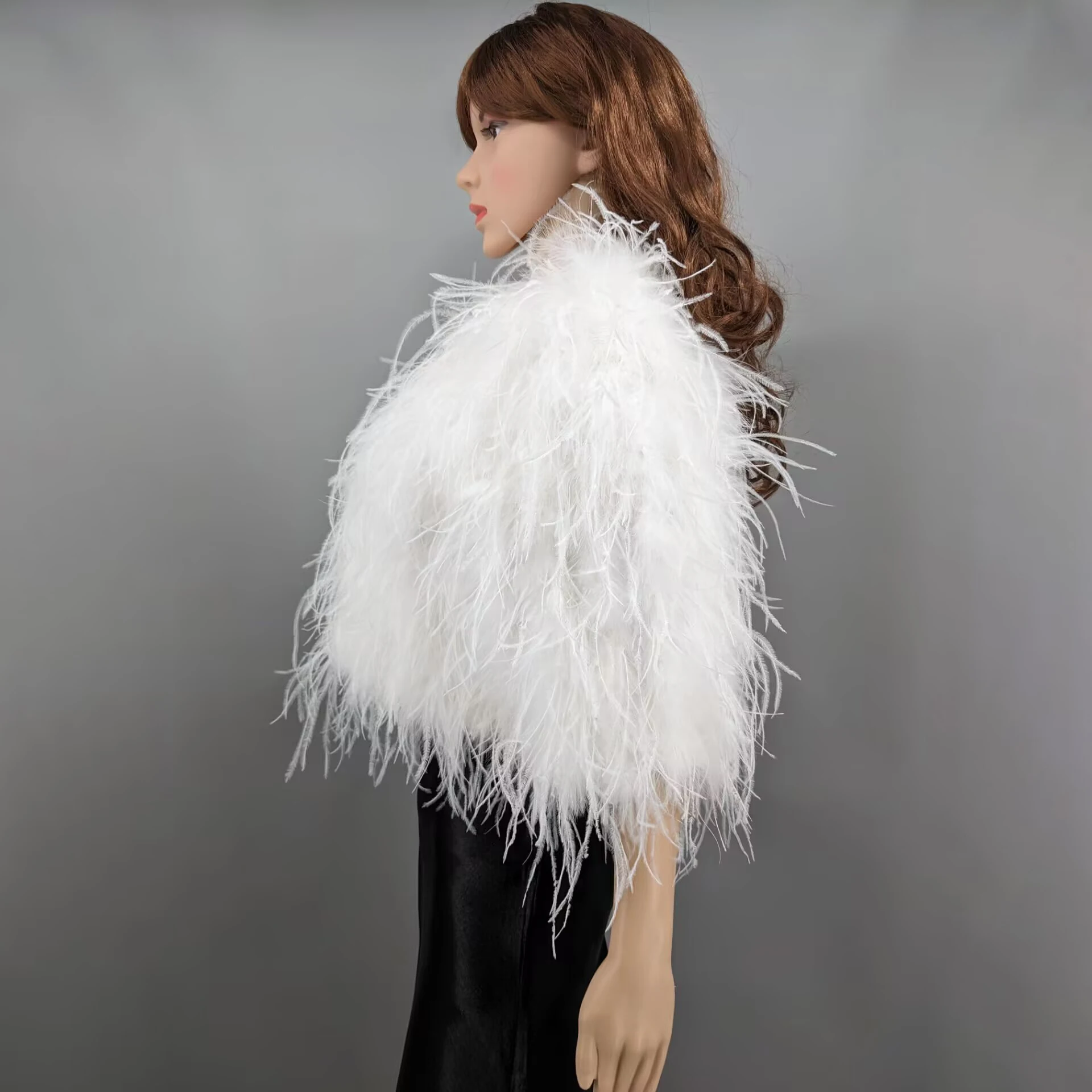 Luxurious Furry Ostrich Feather Jacket, Peach Fuzz Fashion, Wedding Party, Concert, Bride B230408, 2024