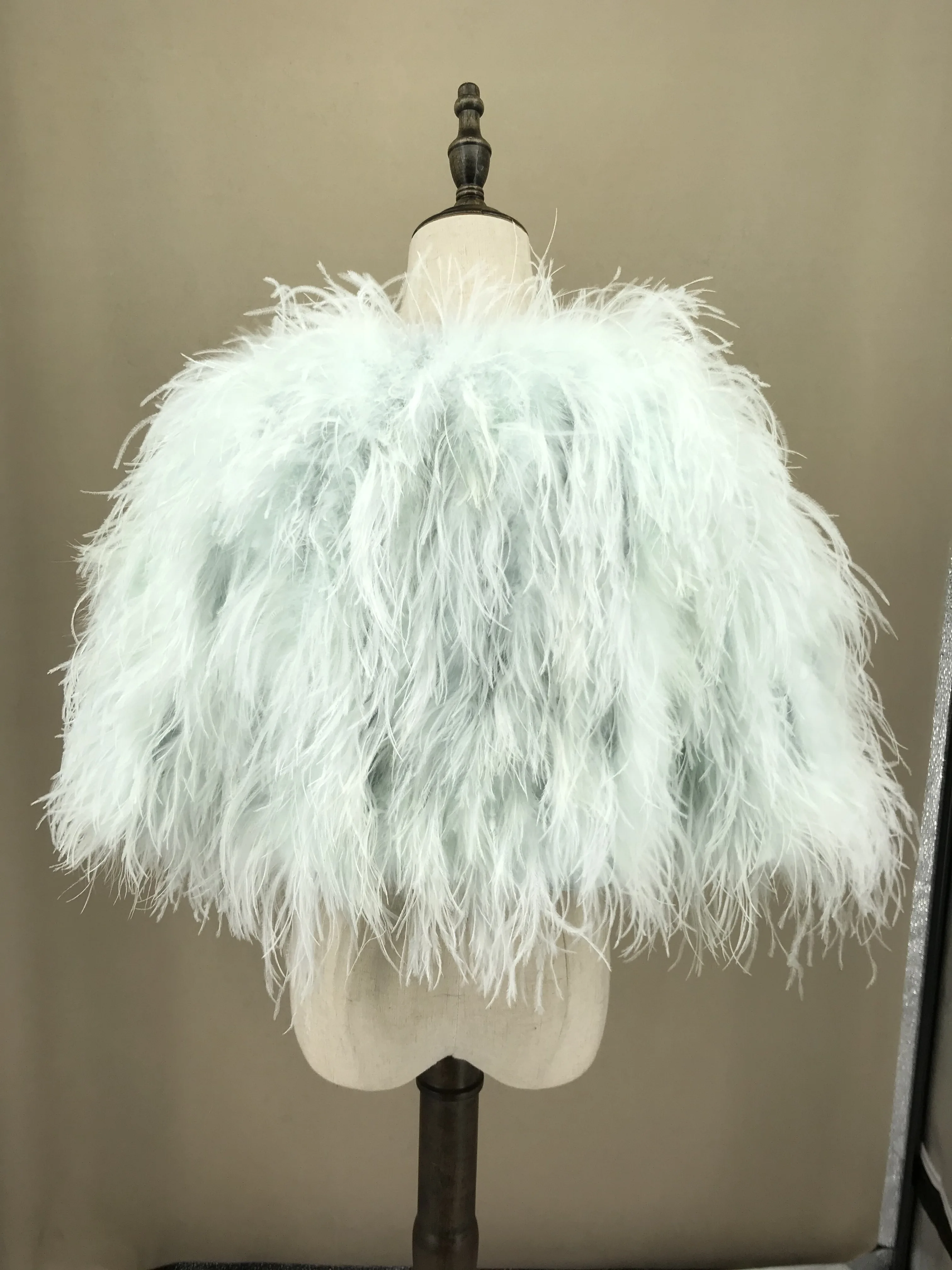 Luxurious Furry Ostrich Feather Jacket, Peach Fuzz Fashion, Wedding Party, Concert, Bride B230408, 2024