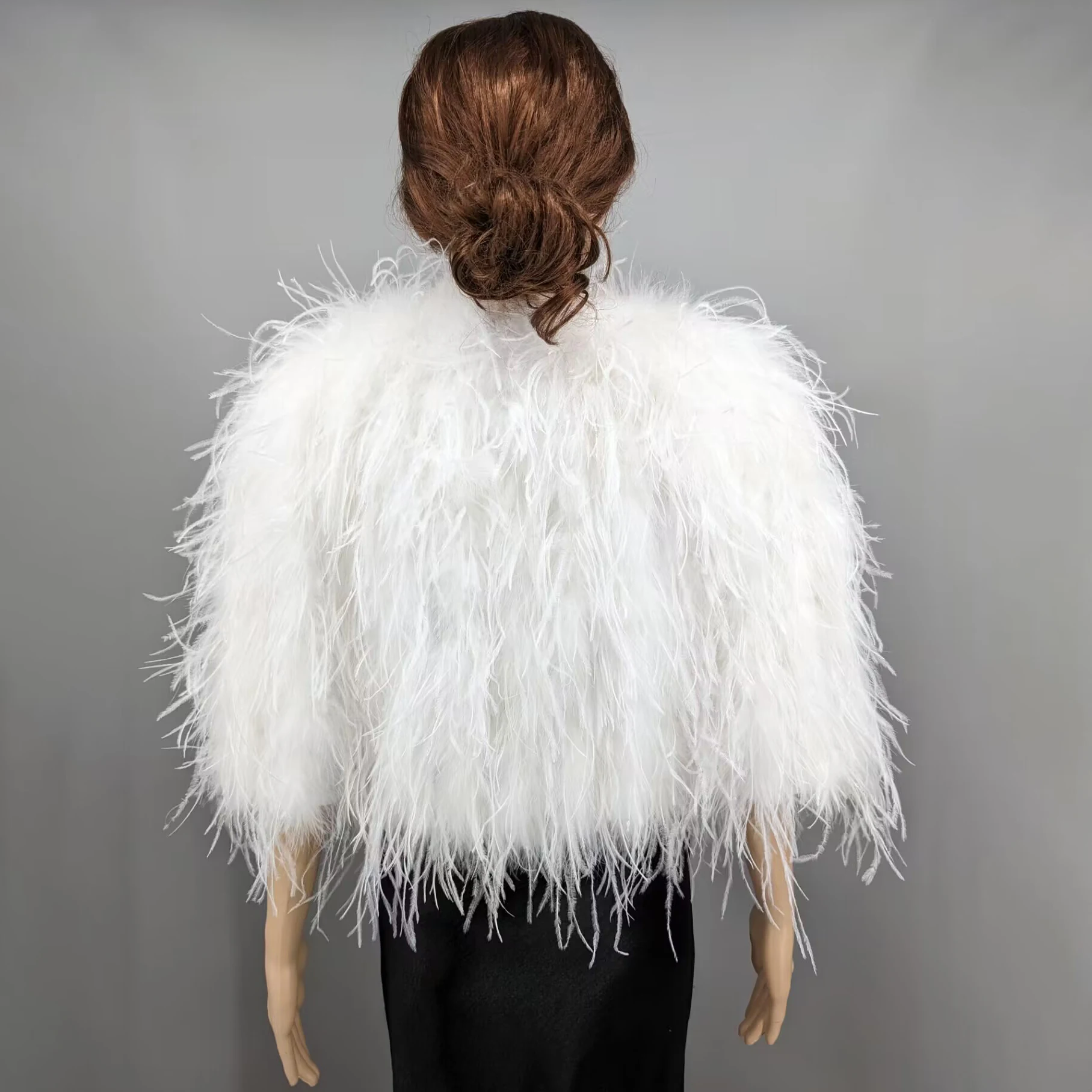 Luxurious Furry Ostrich Feather Jacket, Peach Fuzz Fashion, Wedding Party, Concert, Bride B230408, 2024