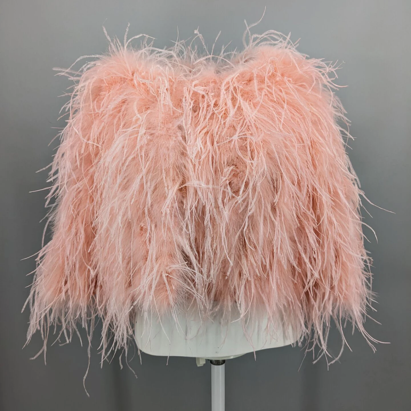 Luxurious Furry Ostrich Feather Jacket, Peach Fuzz Fashion, Wedding Party, Concert, Bride B230408, 2024