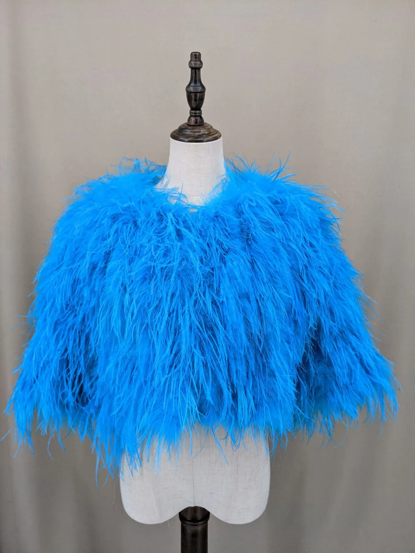 Luxurious Furry Ostrich Feather Jacket, Peach Fuzz Fashion, Wedding Party, Concert, Bride B230408, 2024