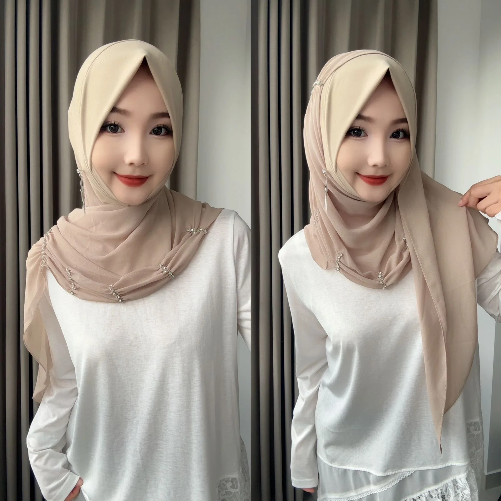 Fashion 2026 Muslim Wrap Women Easy Wear Head Hijabs With Earring