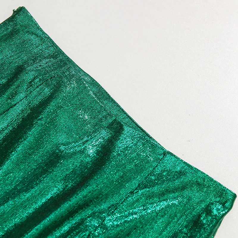 Slim Chic Elegant Women Mini Skirts Green Satin High Street Solid Side Zipper Sexy Bodycon Skirt Faldas Mujer