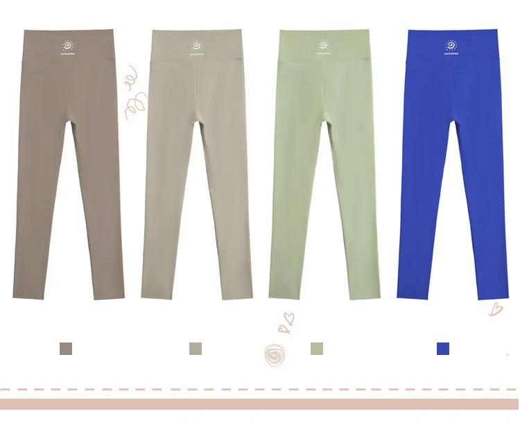 BIVIGAOS Women Fall New Sun Offset Print Sharkskin Leggings High Waist Elastic Sport Fitness Leggings Multicolor Shaper Leggings