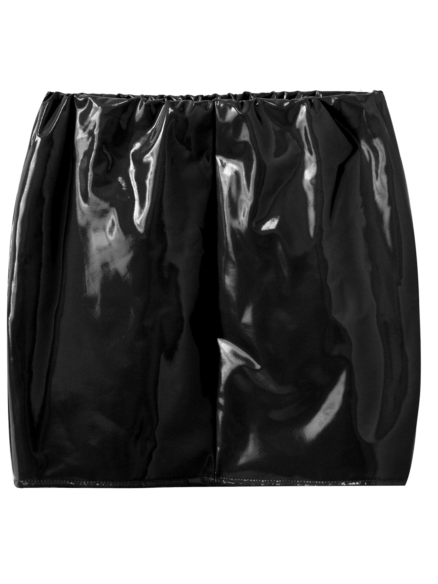 Women Sexy Skirts Glossy Patent Leather Miniskirt Solid Color Elastic Waistband Pencil Skirt Shiny Wet Look Latex Skirt Clubwear