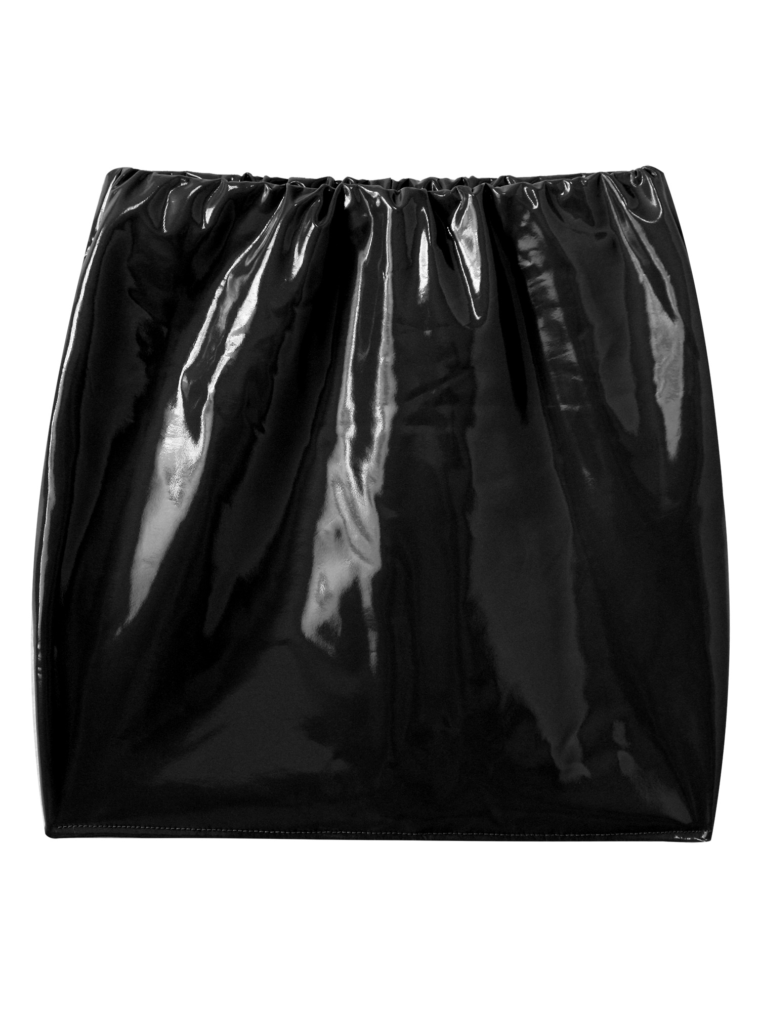Women Sexy Skirts Glossy Patent Leather Miniskirt Solid Color Elastic Waistband Pencil Skirt Shiny Wet Look Latex Skirt Clubwear