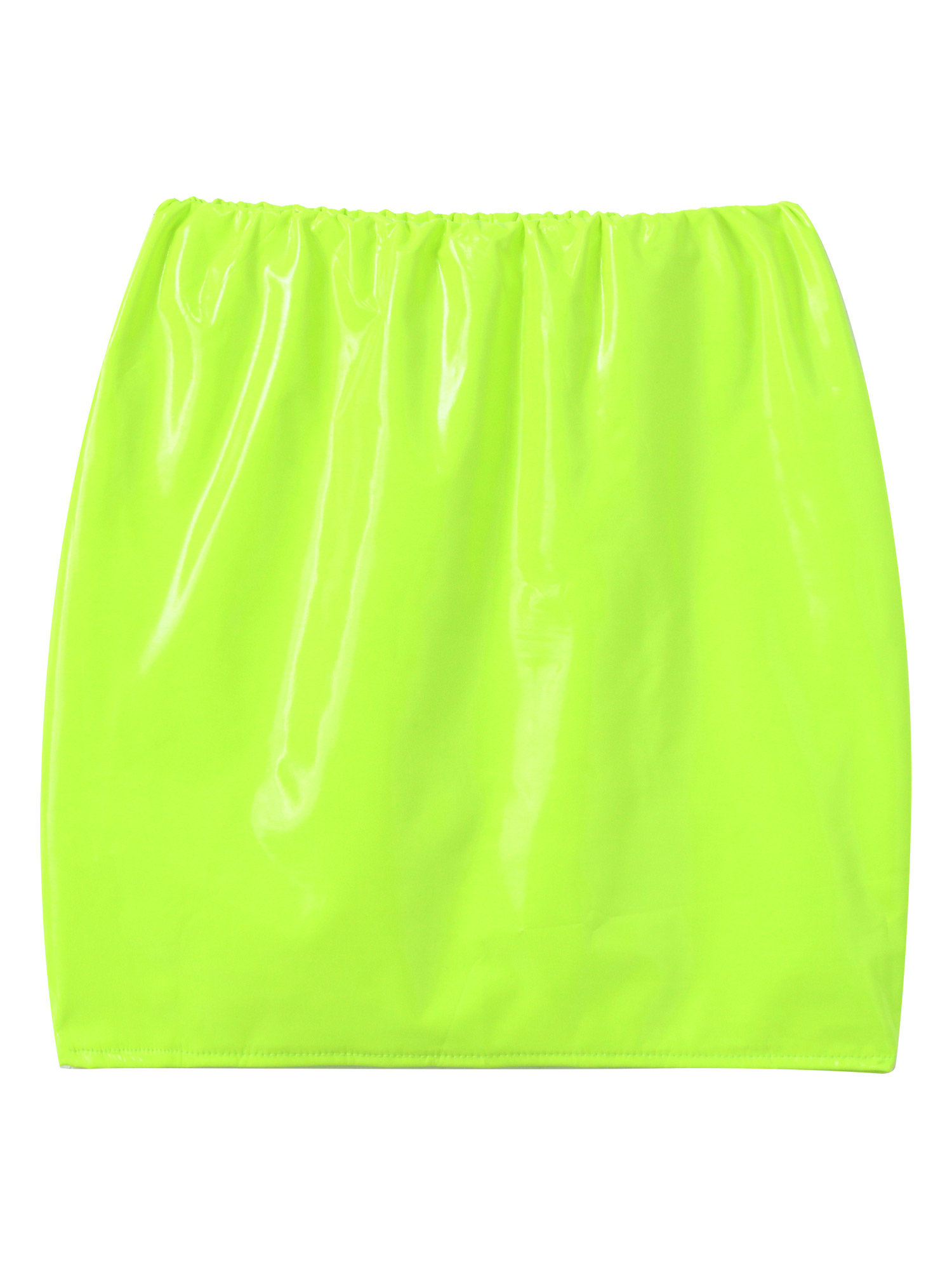 Women Sexy Skirts Glossy Patent Leather Miniskirt Solid Color Elastic Waistband Pencil Skirt Shiny Wet Look Latex Skirt Clubwear
