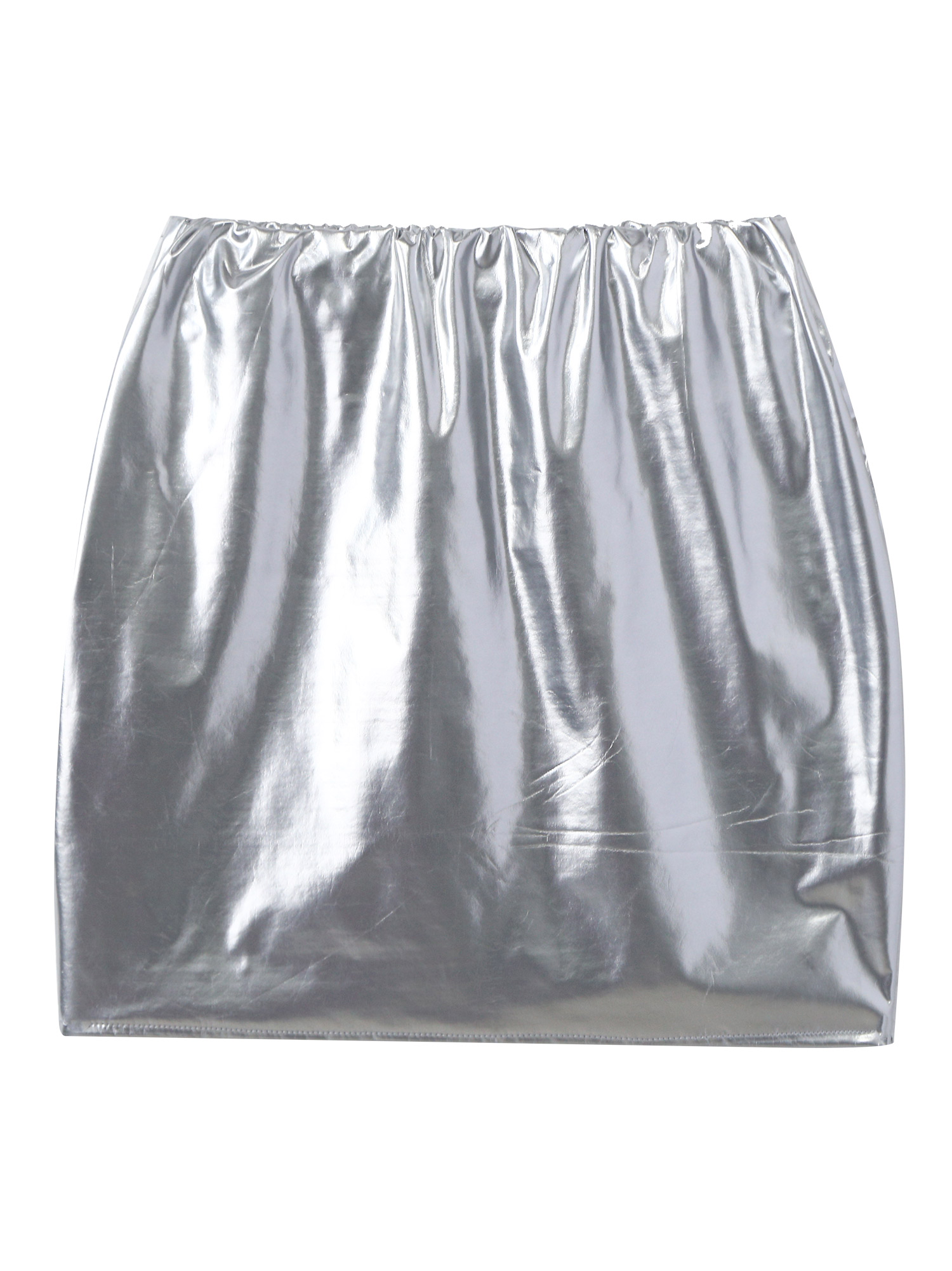 Women Sexy Skirts Glossy Patent Leather Miniskirt Solid Color Elastic Waistband Pencil Skirt Shiny Wet Look Latex Skirt Clubwear