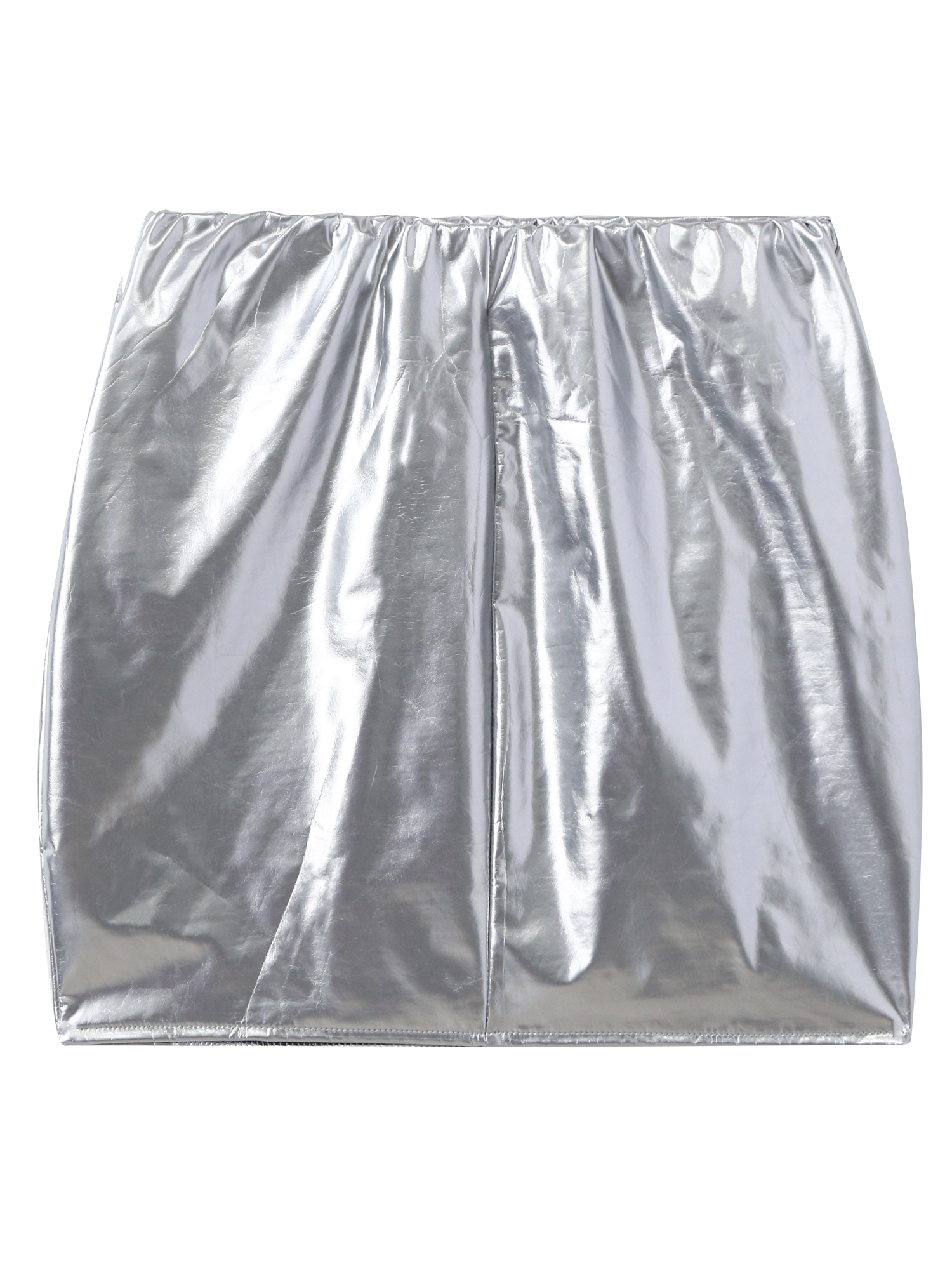 Women Sexy Skirts Glossy Patent Leather Miniskirt Solid Color Elastic Waistband Pencil Skirt Shiny Wet Look Latex Skirt Clubwear