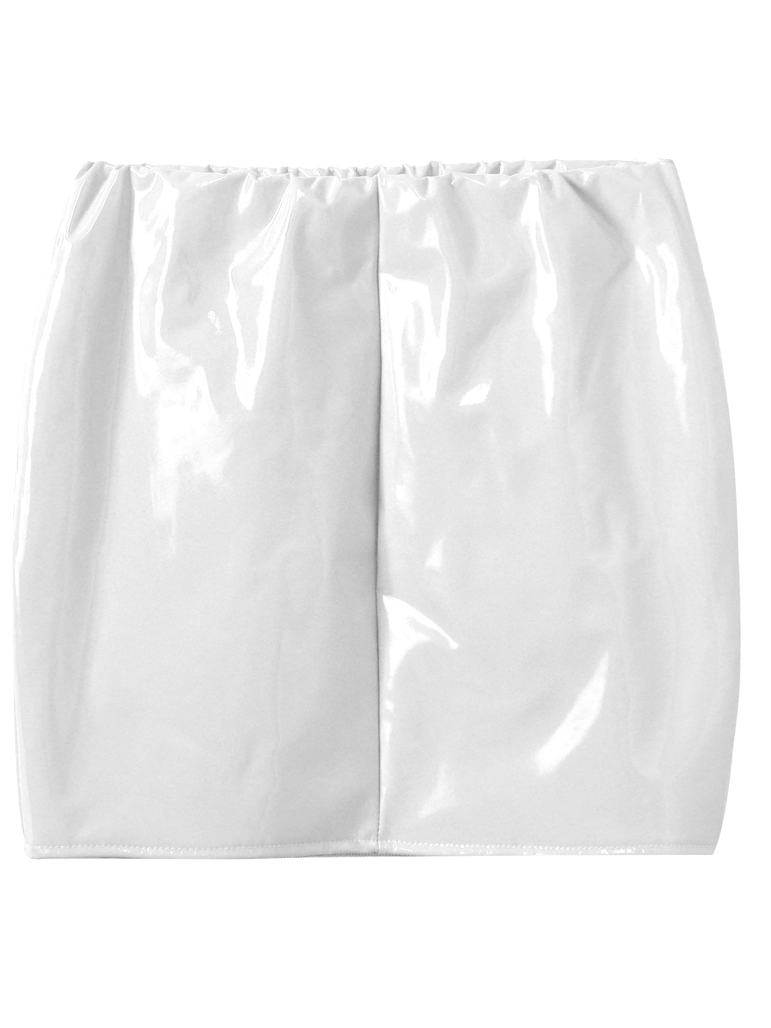 Women Sexy Skirts Glossy Patent Leather Miniskirt Solid Color Elastic Waistband Pencil Skirt Shiny Wet Look Latex Skirt Clubwear
