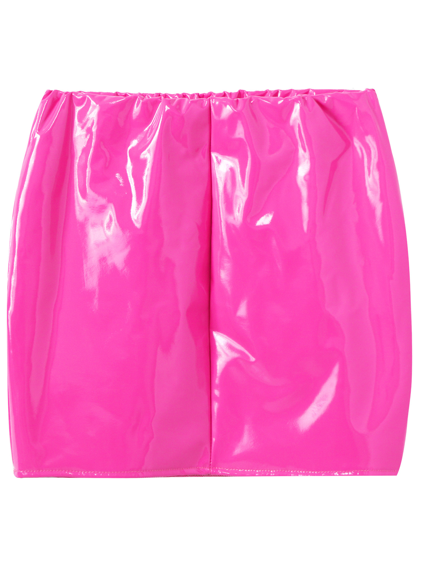 Women Sexy Skirts Glossy Patent Leather Miniskirt Solid Color Elastic Waistband Pencil Skirt Shiny Wet Look Latex Skirt Clubwear