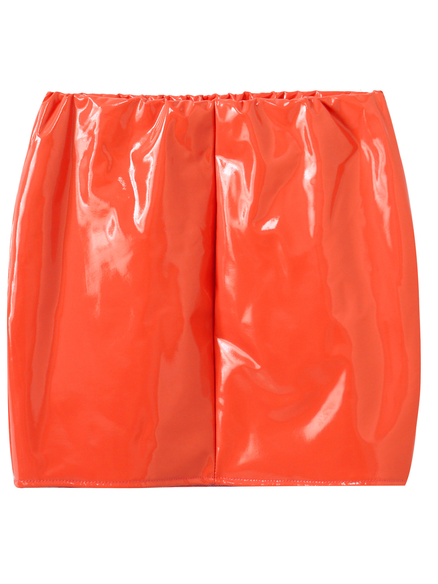 Women Sexy Skirts Glossy Patent Leather Miniskirt Solid Color Elastic Waistband Pencil Skirt Shiny Wet Look Latex Skirt Clubwear