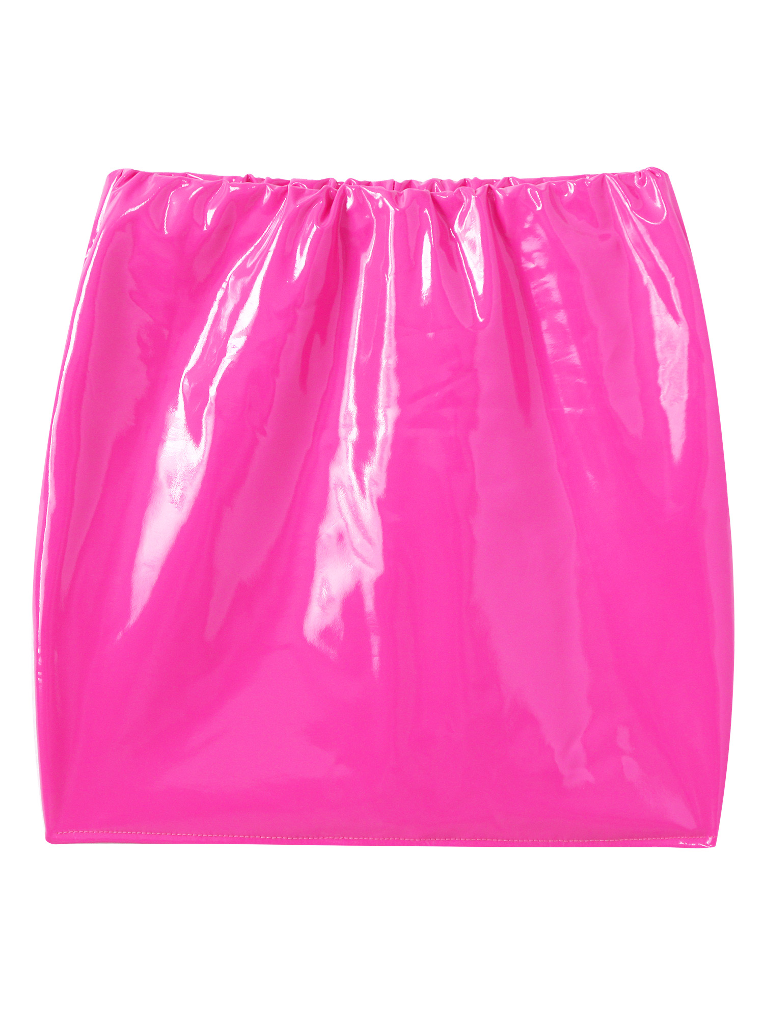 Women Sexy Skirts Glossy Patent Leather Miniskirt Solid Color Elastic Waistband Pencil Skirt Shiny Wet Look Latex Skirt Clubwear