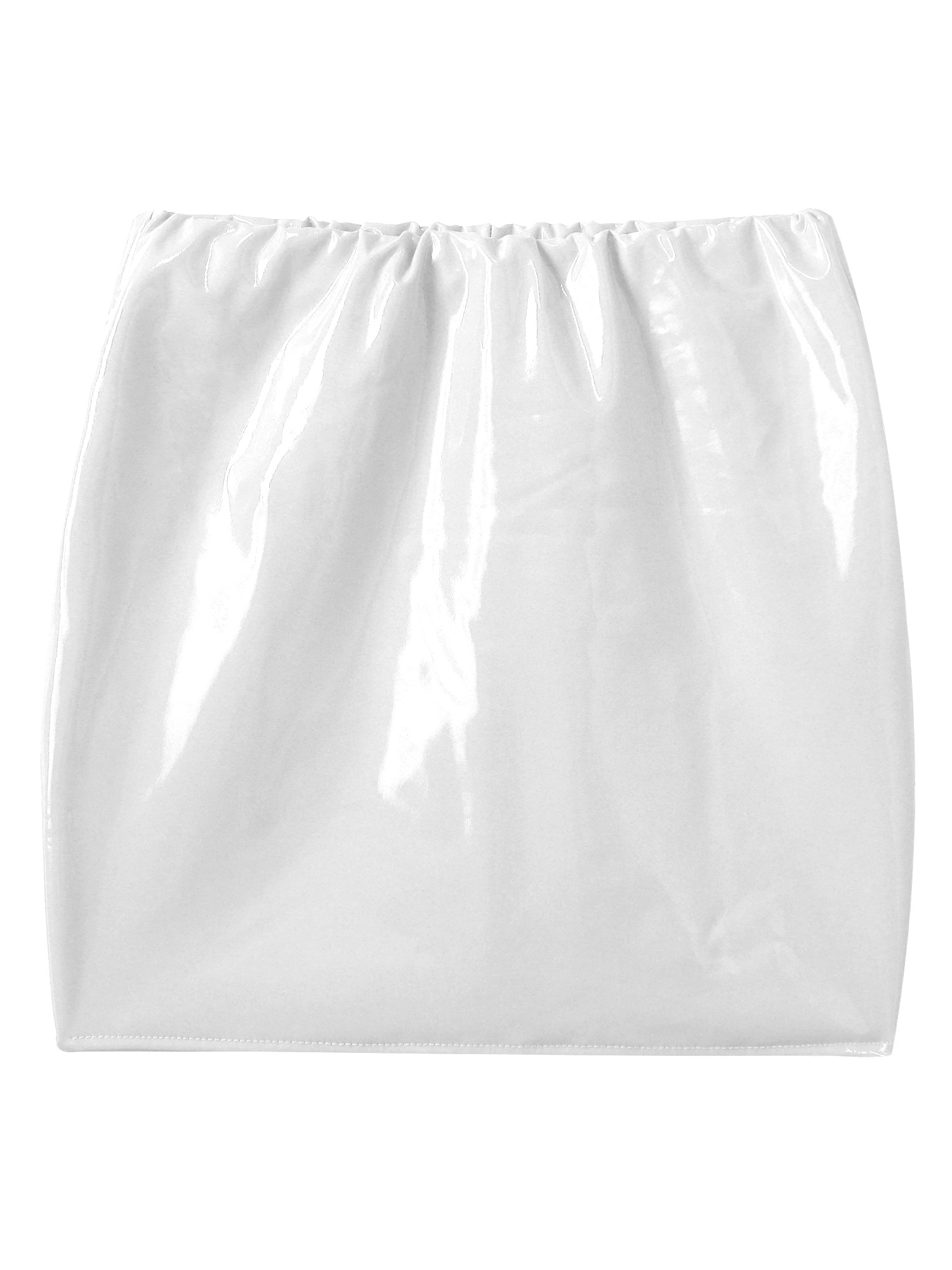 Women Sexy Skirts Glossy Patent Leather Miniskirt Solid Color Elastic Waistband Pencil Skirt Shiny Wet Look Latex Skirt Clubwear