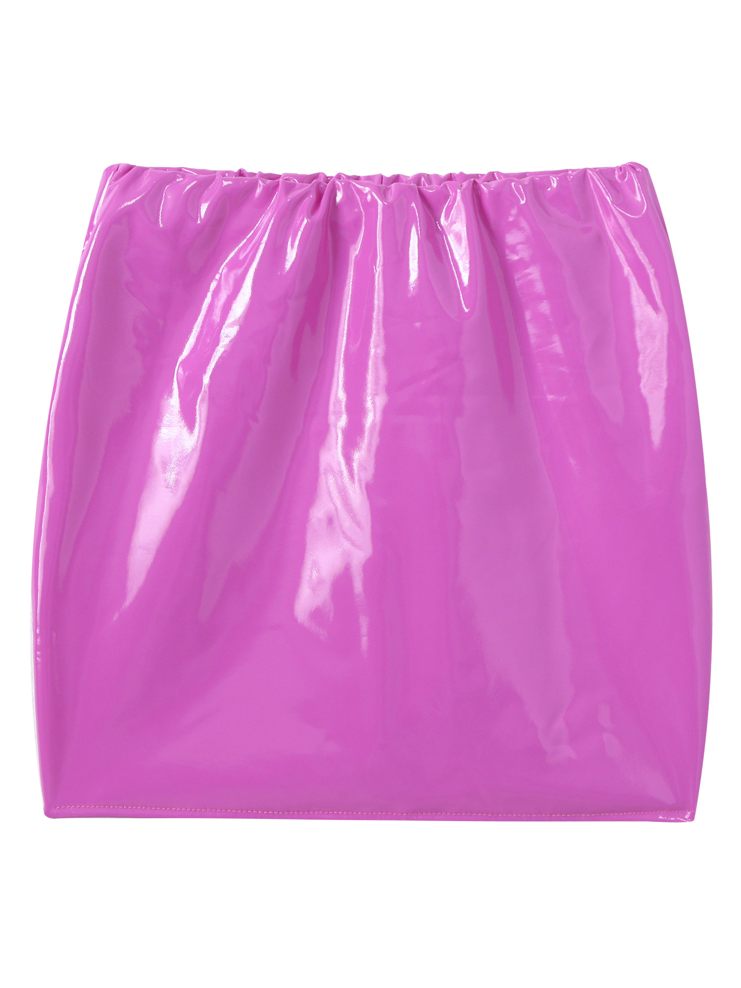Women Sexy Skirts Glossy Patent Leather Miniskirt Solid Color Elastic Waistband Pencil Skirt Shiny Wet Look Latex Skirt Clubwear