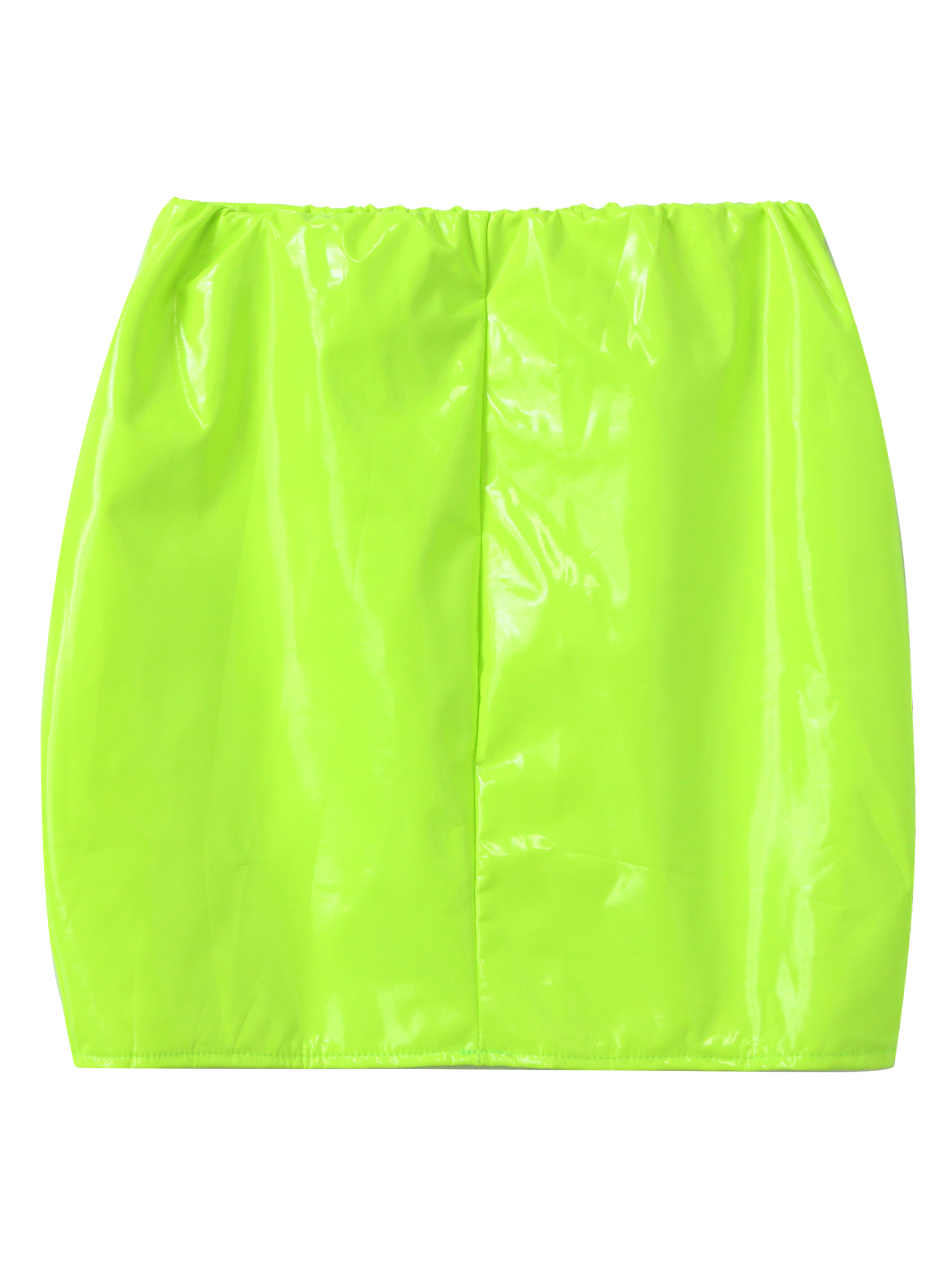 Women Sexy Skirts Glossy Patent Leather Miniskirt Solid Color Elastic Waistband Pencil Skirt Shiny Wet Look Latex Skirt Clubwear