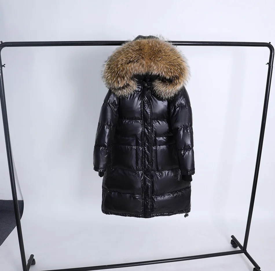 Maomaokong 2026 Women Winter Black Loose Long Down Jacket Real Fox Fur Collar Hooded Fashion Waterproof Female Extra Large Coat