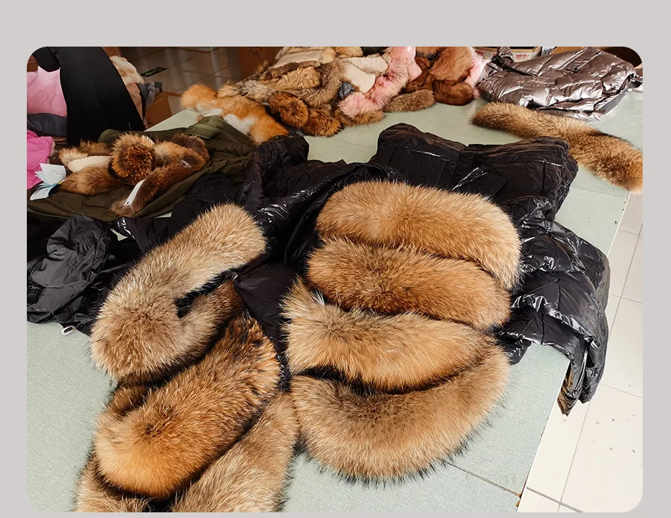 Maomaokong 2026 Women Winter Black Loose Long Down Jacket Real Fox Fur Collar Hooded Fashion Waterproof Female Extra Large Coat
