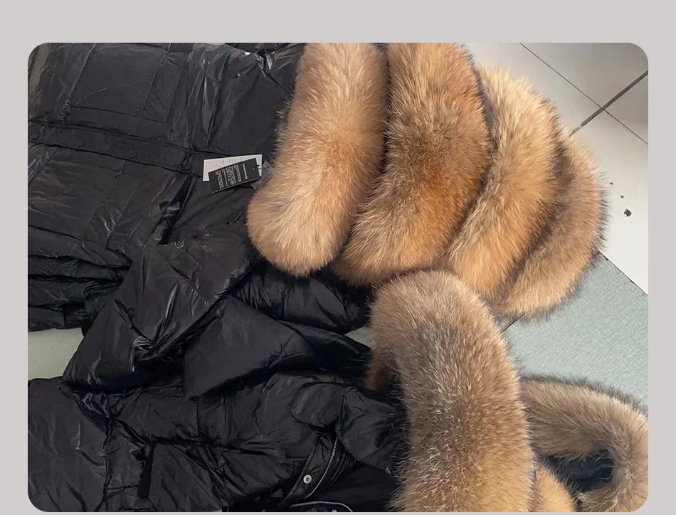 Maomaokong 2026 Women Winter Black Loose Long Down Jacket Real Fox Fur Collar Hooded Fashion Waterproof Female Extra Large Coat