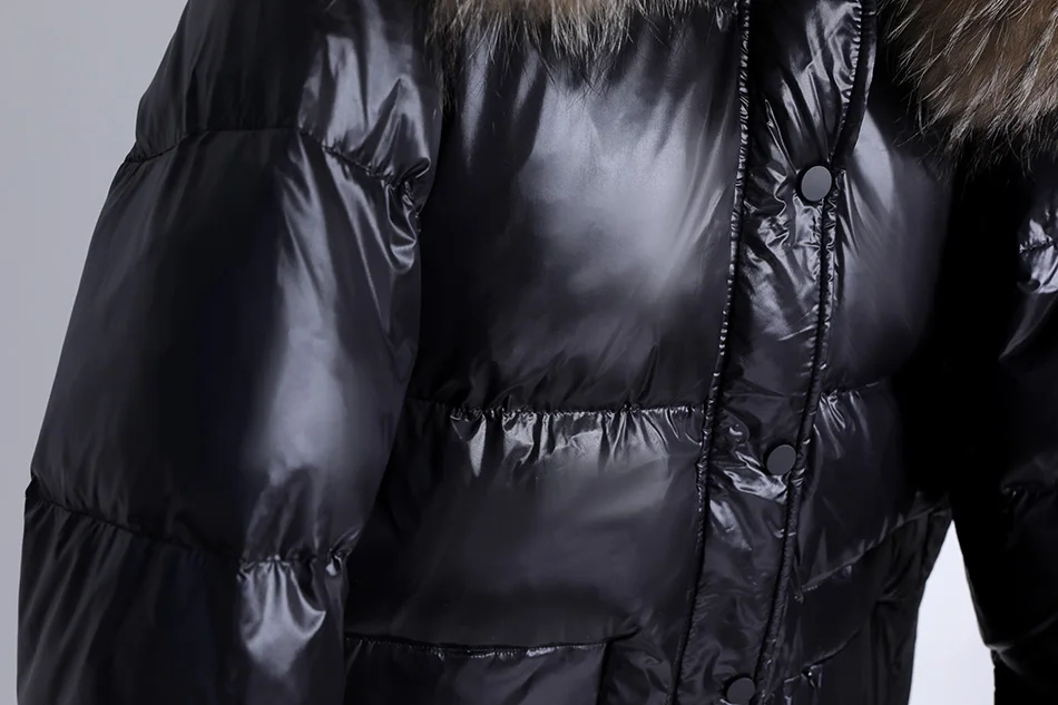 Maomaokong 2026 Women Winter Black Loose Long Down Jacket Real Fox Fur Collar Hooded Fashion Waterproof Female Extra Large Coat