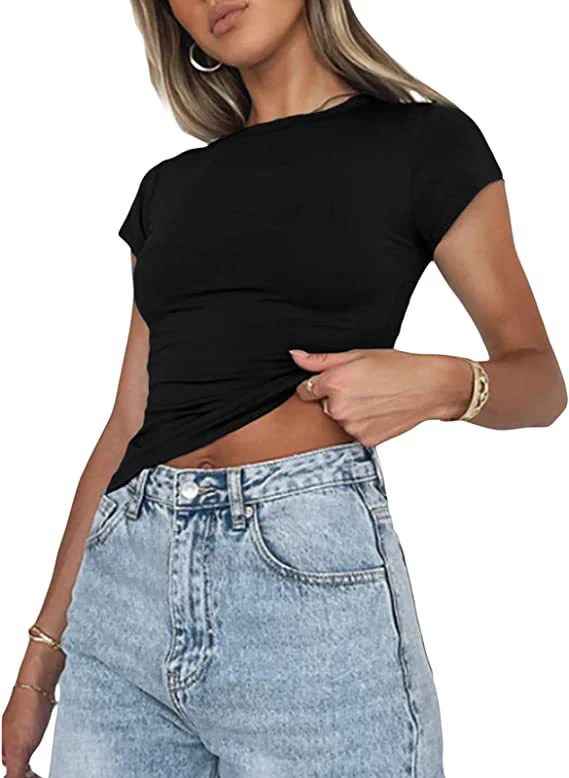 y2k Clothes crop tops Summer 2024 Vintage Harajuku T-shirts Solid Color Aesthetic Clothing Women Tube Tops