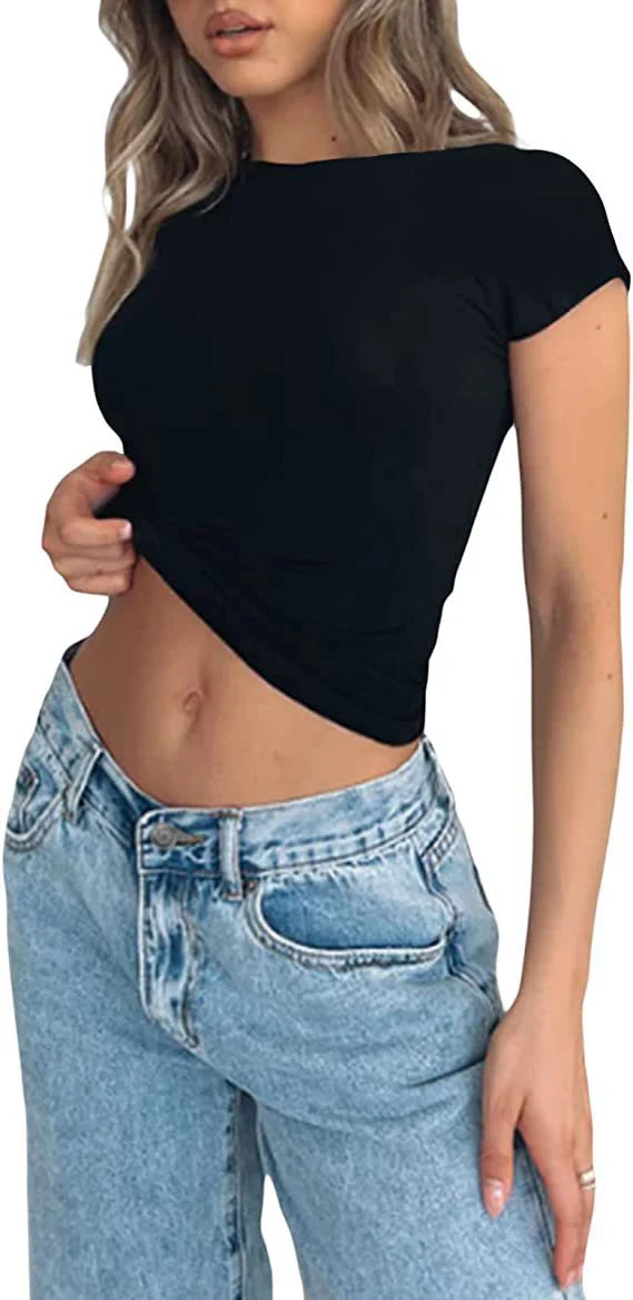 y2k Clothes crop tops Summer 2024 Vintage Harajuku T-shirts Solid Color Aesthetic Clothing Women Tube Tops
