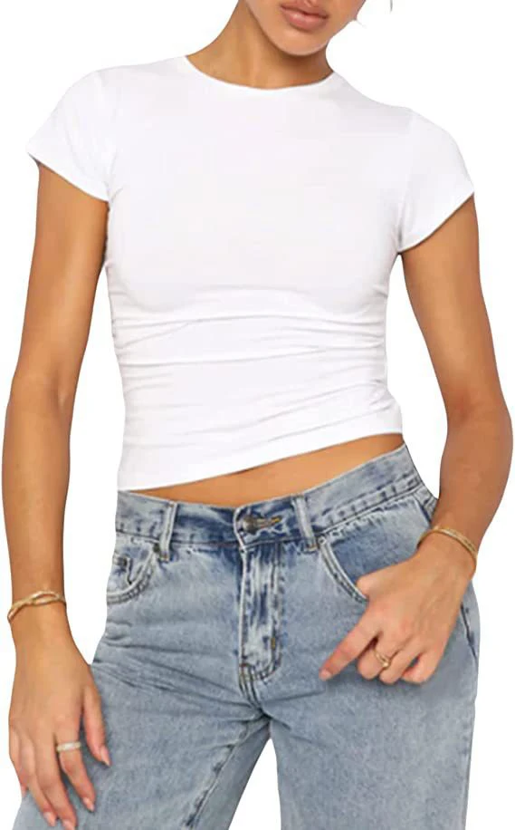y2k Clothes crop tops Summer 2024 Vintage Harajuku T-shirts Solid Color Aesthetic Clothing Women Tube Tops