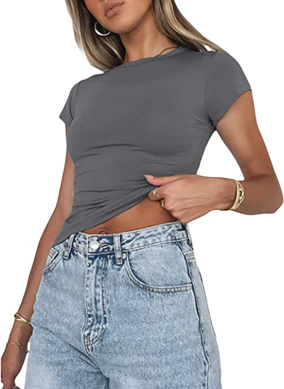 y2k Clothes crop tops Summer 2024 Vintage Harajuku T-shirts Solid Color Aesthetic Clothing Women Tube Tops