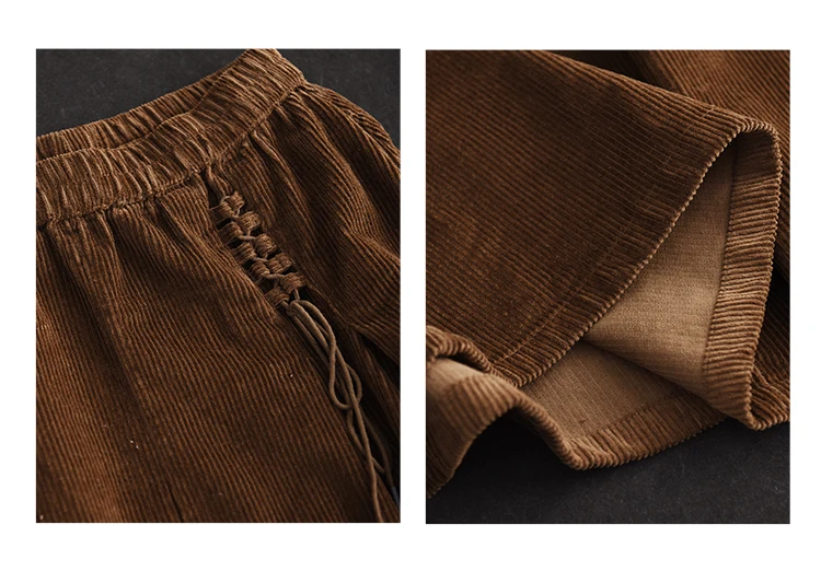 Amax luluE Chinese Fashion Winter Clothes Womens Elegant Loose Corduroy Skirts Ladies Leisure Vintage Elastic Waist Streetwear