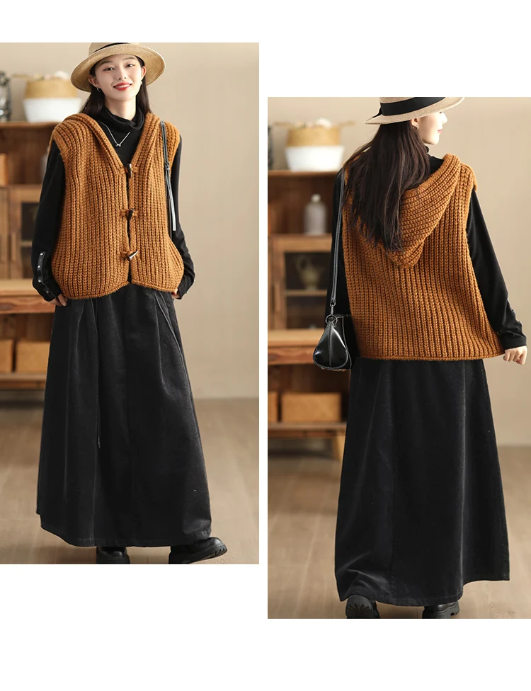 Amax luluE Chinese Fashion Winter Clothes Womens Elegant Loose Corduroy Skirts Ladies Leisure Vintage Elastic Waist Streetwear