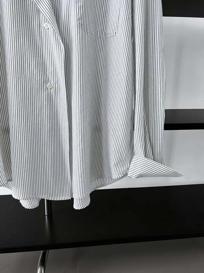 2024 Women Spring Blouses Long Sleeve Cotton Womens Striped Blue Tops And Blouses Fashion Shirt Blusas Roupa Feminina