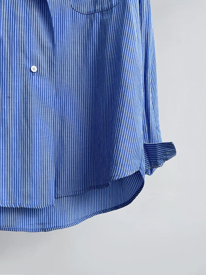 2024 Women Spring Blouses Long Sleeve Cotton Womens Striped Blue Tops And Blouses Fashion Shirt Blusas Roupa Feminina