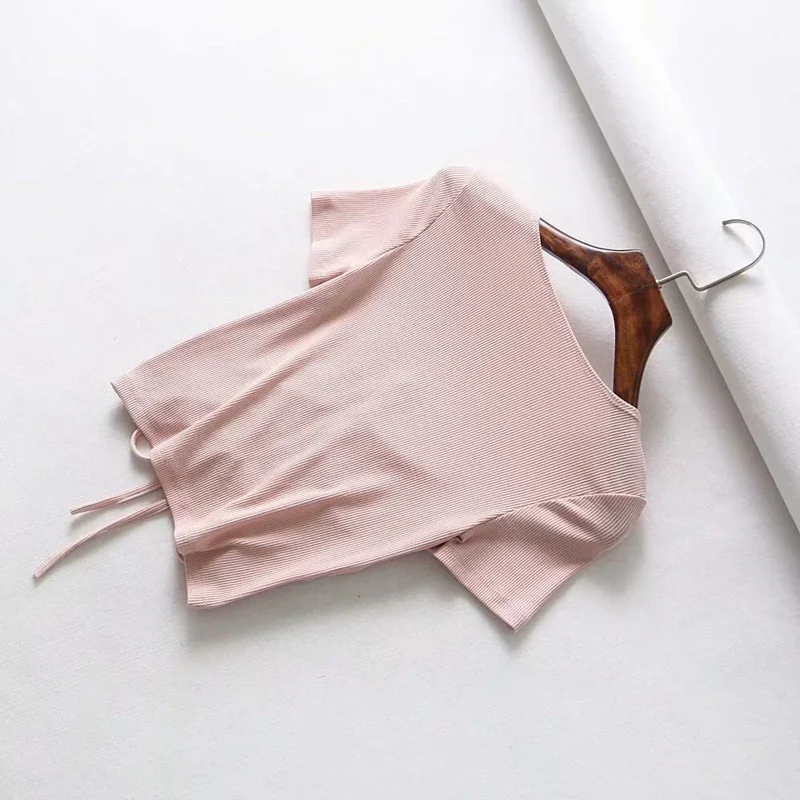 Sexy V Neck Cropped Tank Tops Women Drawstring Tie Up Front Camis Candy Colors Streetwear Slim Fit Ribbed Crop Top 2024
