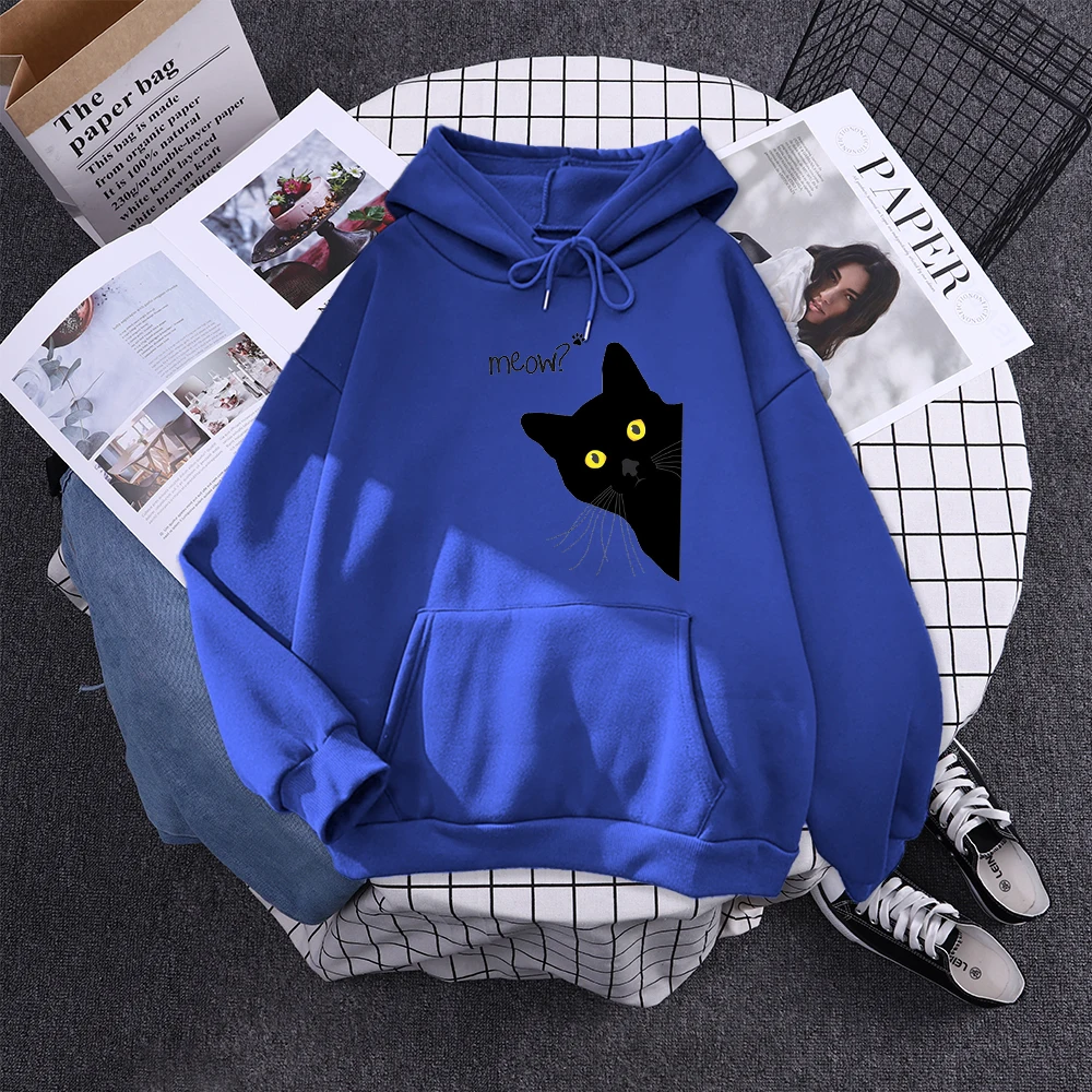 Hoody Big Black Cat Personality Print Hoodie Womens Streetwear Warm Hoodies For Girls Fashion Winter Women Sweatshirt And Hoodie
