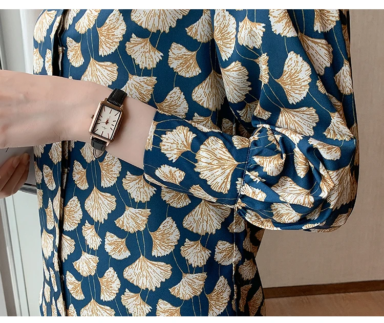 France style Women Blouses ginkgo printed ladies shirts Spring Autumn Long Sleeve Shirts Tops Blusas Mujer