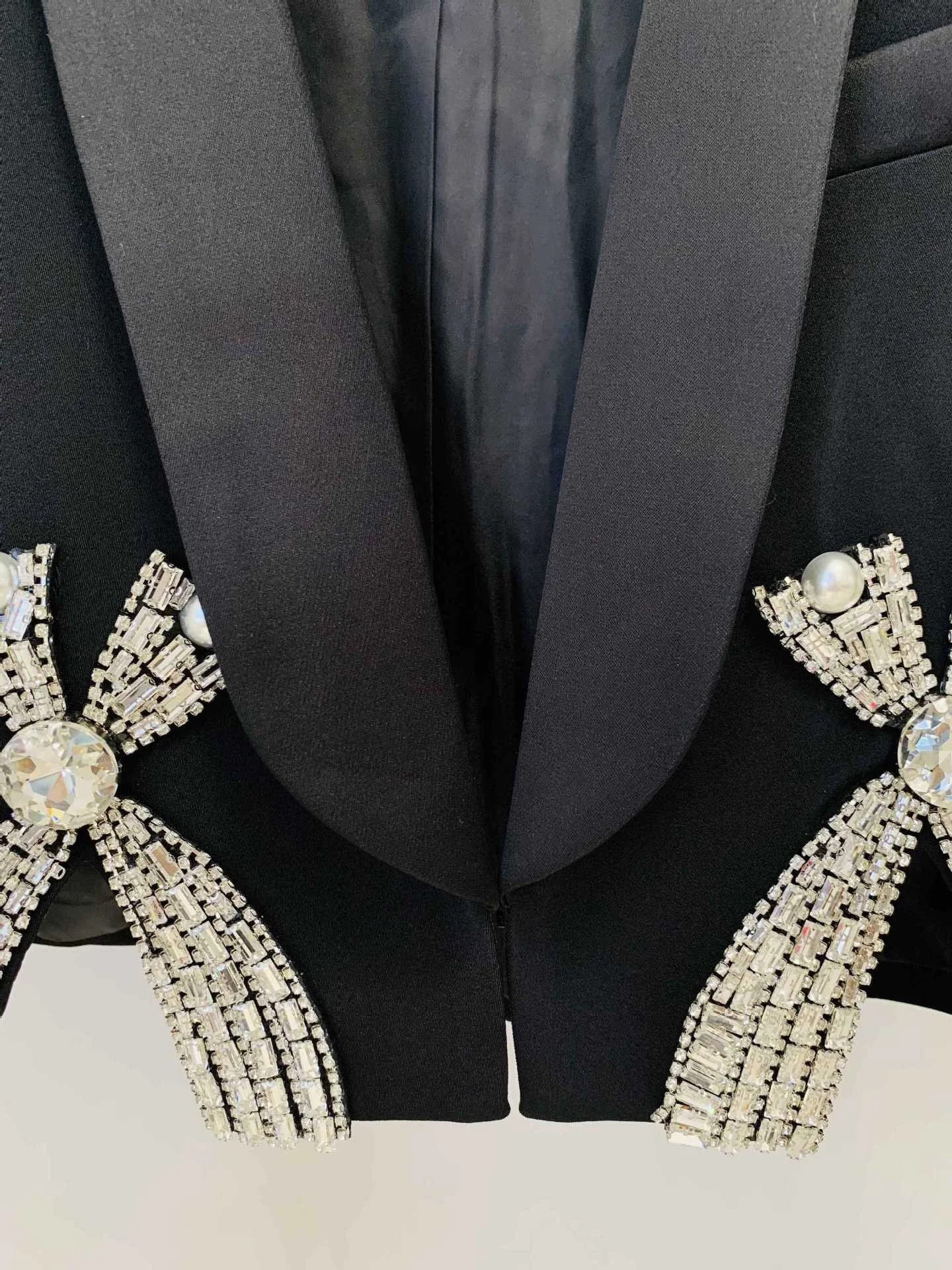 HIGH STREET Newest 2026 Designer Runway Suit Set Women's Luxurious Diamonds Beaded Short Blazer Skirt Suit
