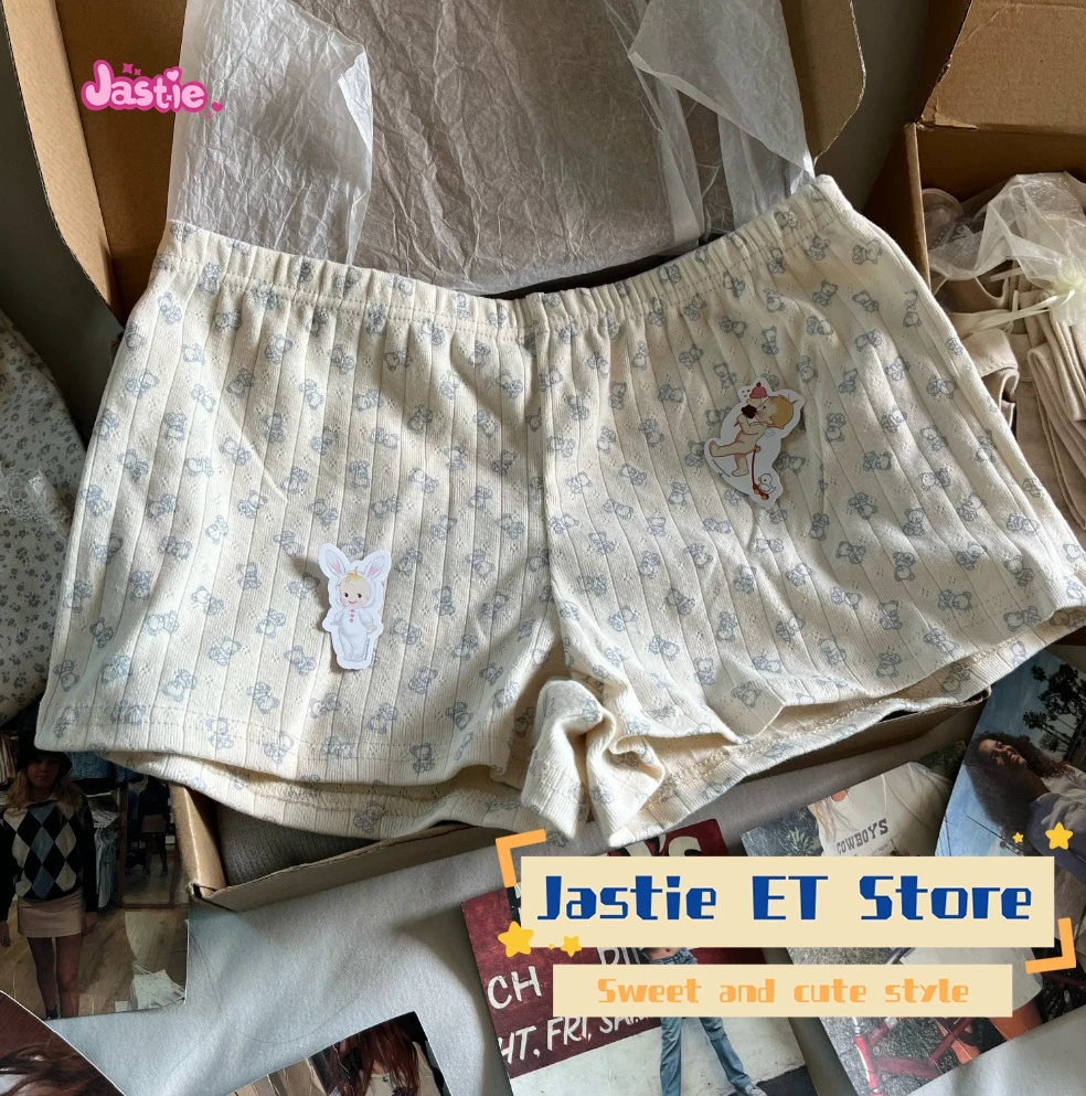 Chic Floral Print Cotton Shorts Women Summer Casual Elastic High Waist Eyelet Sweatshorts Woman Vintage Sweet Boho Shorts 2024