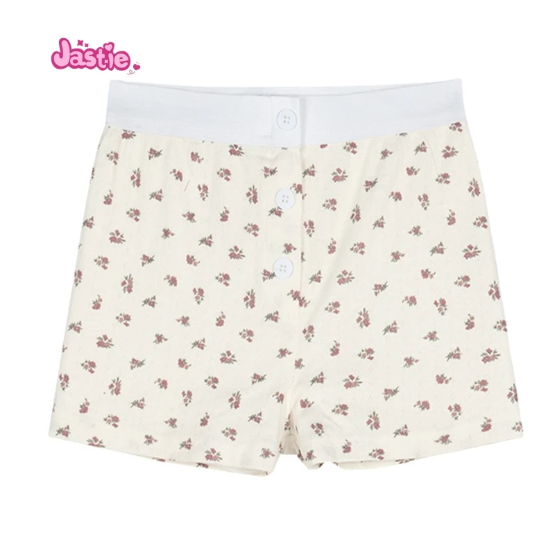 Chic Floral Print Cotton Shorts Women Summer Casual Elastic High Waist Eyelet Sweatshorts Woman Vintage Sweet Boho Shorts 2024
