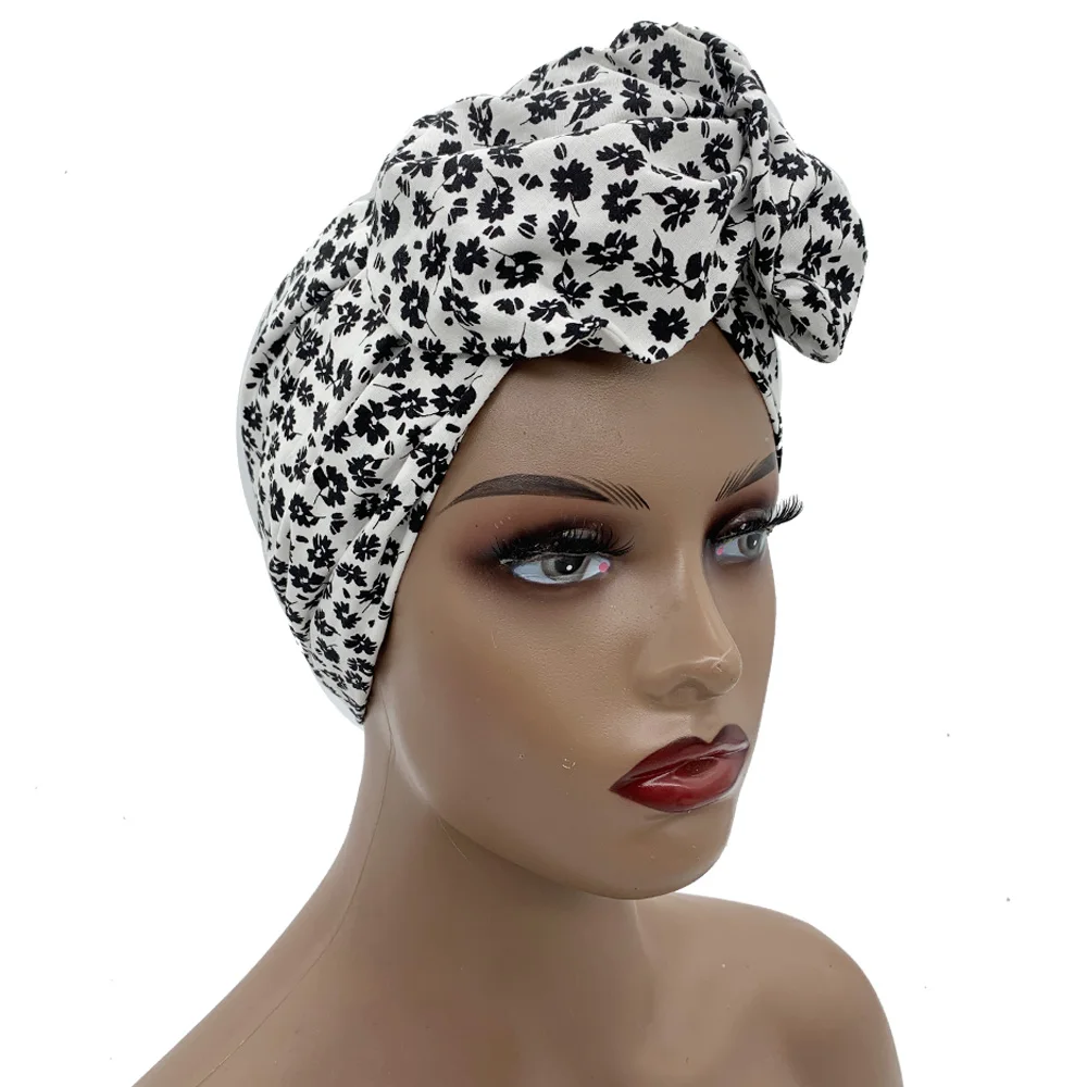 2023 Leopard Printed Women's Turban Cap Cotton Lady Twisted Head Wraps French Retro Female Bonnet Hat Female Hair Cover Beanies