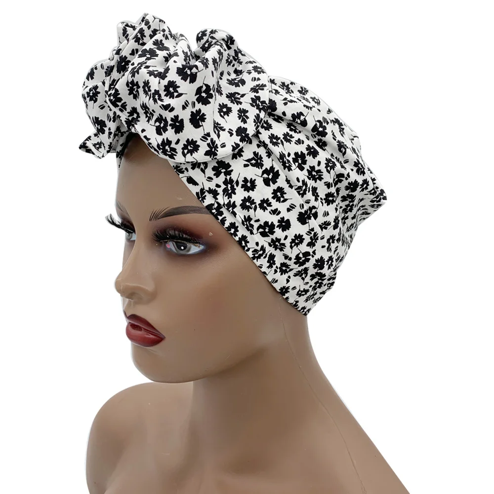 2023 Leopard Printed Women's Turban Cap Cotton Lady Twisted Head Wraps French Retro Female Bonnet Hat Female Hair Cover Beanies